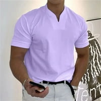 Košulje za muškarce Modni kratki rukovi Thirts majice za muškarce Loše Fit Mens Plaid Tops V Vrat Vanjska