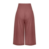Ylioge Womens Dnevni trošak Capri hlače Džepovi u obliku ljetne pantalone u visokim strukom, pune boje