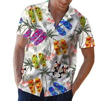 Zodggu Popust Havajske košulje za muškarce Trendy bluza vrhovi kratkih rukava Tropske postrojenja Ispis