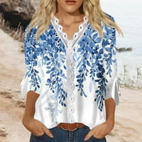 Ženska trendovska lagana kašika za čišćenje zasebljujuće fit v bluza za bluzu etnička cvjetna plus veličine