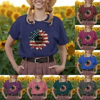 Ženski dan neovisnosti Ispiši T-smirit suncokret Print majica kratkih rukava sa okruglim vratom
