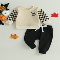Toddler Baby Boy Halloween Outfits Checkerboard dugih rukava Pismo Ispiši dukseri + hlače Set