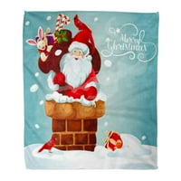 Bacajte pokrivač Božić santa claus krov pun bo Candy Cane Holly Berry i igračka ulazi u toplu flanel