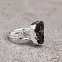 Prirodni Garnet prsten, grubi Garnet Gemstone prsten, manjski roštilj, čekić, srebro, ženski prsten,