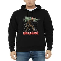 Muška Bigfoot vjeruju da Božićni crni pulover kapuljač 4x-velik