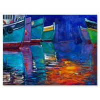 Čamci umjetnosti Diedart na vodi za vrijeme toplog zalaska sunca I Nautical & Coasty Canvas Wall Art