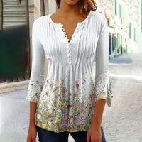 HFYIHGF Smanjite majice za žene za žene Elegantne cvjetne print tunike Ljetne vrhove Dressy Casual Bell