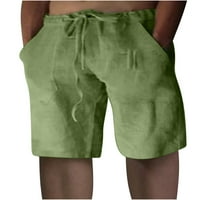 Muška posteljina Ležerne prilike Classic Fit kratke ljetne kratke hlače sa džepovima Elastični struk pamučni gumbi za spajanje kratkih hlača zeleno čišćenje
