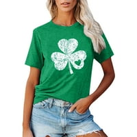 Dan svetog Patrika Zeleni vrhovi majice Ženska majica na okruglim vratom od tiskane majice Labavi kratkih