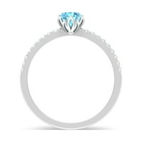 Minimalni prsten obećanja sa akvamarinom i dijamanom za žene - marš rođenja, sterling srebro, SAD 8.00
