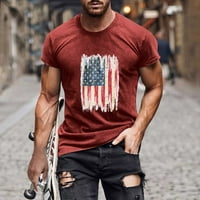 Uorcsa New Fitness kratki rukav Sportski pulover 4. jula Modni casual 3D digitalni tisak muški majica