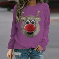 Sretan Božić !!! Qwang ženski božićni tisak Smiješni majica dugih rukava dukseri pulover vrhove