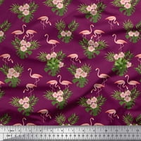 Soimoi Crepe svilena tkanina tropska lista, cvjetna i flamingo zanatska tkanina za plovu od dvorišta