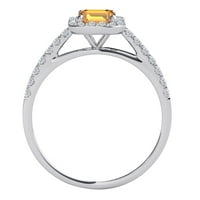 Mauli dragulji za angažman za žene 2. Carat Diamond i smaragdni oblikovani citrinski prsten prsten 10k
