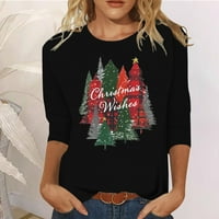 Ženski božićni pulover na vrhu pada zimske božićne majice dugih rukava tunički vrhovi crne s