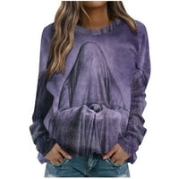 Vrhovi za žene s dugim rukavima Crewneck Halloween Print majica Labica pulover Ležerne bluza svijetlo