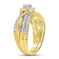 Ženska solidna 10KT žuta zlatna okrugla Diamond Bridal Wedding prsten set CTTW Veličina prstena 7