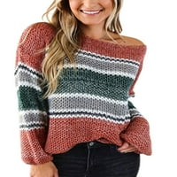 Žene Jesen zima jedan džemper pletiva seksi casual pulover colorblock skakač