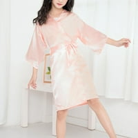 Dječji ogrtač Spring Summer Light Srednje rukav Kimono Robes KIDS Čvrsta boja Čipka za bebe odjeću