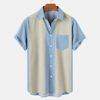 Pyju muški gumb s kratkim rukavima niz havajske košulje Vintage Colorblock Patchwork Thirts Okrenite