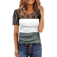 Žene Ljetne bluze Ženski okrugli dekolte Kratki rukav Pulover Tunic Tops modne ležerne tiskarske majice