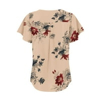 Vrhovi za žene cvjetna print Crewneck casual bluza naslijeđena majica s kratkim rukavima