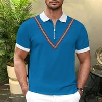 Mužjak ljetna casual prugasta tkanina T Dugme za košulju Okrenite kratki rukav na ovratniku Soild Color