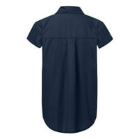 Ženski ljetni vrhovi Henley ženske bluze casual pune košulje kratkih rukava mornarice 5xl
