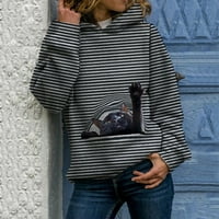 Clodeeu Women plus veličine 3D životinjski tiskani pulover dugih rukava s dugim rukavima