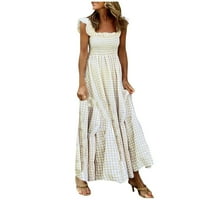 Haljine za žene ženska sunčana haljina kvadratni izrez bez rukava bez rukava dužina gležnja ljetna plaža