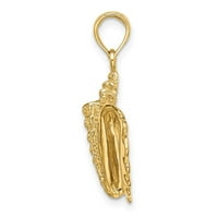 10K Zlatni d Conch Shell Charm Privjesak ogrlica nakit pokloni za žene - 2. grama