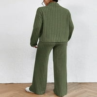 MubIneo ženske hlače odijelo, elegantni dugi rukav džemper s dugim rukavima s pletenim hlačama pada