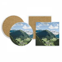 Mountain City Clouds Blue Sky Coaster Cup Cup Holder Apsorbent Stone Cork Base Set