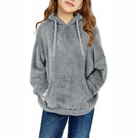 Veatzaer Girls Plišani pulover duksev duks povremeni labav jakna s džepovima 4- godine