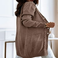 Ženski kabl dugih rukava Klintni džemperi, otvoreni prednji gumb Ležerne prilike labavi motivi džemper