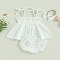Coduop Baby Girl Summer Outfit set, kravatni remen bez rukava i kratke hlače Set odjeće