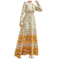 Simplmasygeni Ženska haljina dugih rukava Ljeto Jesen Ženska modna Zima Ležerne prilike Cvjetni print