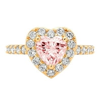 2.03ct Heart rez ružičasti simulirani dijamant 14k žuto zlato ugraviranje izjava svadbeni godišnjica