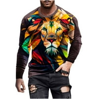 Yanhoo MENS mišićne temesne atletične lavove 3D print dugih rukava Veliki i visoki bluza majice