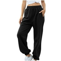 Pgeraug joga hlače donji znoj Joggers Vježbajte visoki struk joga salon sa džepovima hlače za žene crna