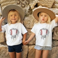 Aaimomet Girls s kratkih rukava bluza majica Tors Ležerne prilike za bejzbol 3D printova Toddler Girls