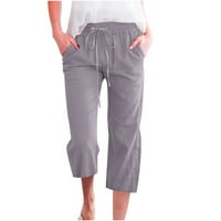 Utoimkio Clearence Capri pantalone za žene Modni ženski povremeni pune boje elastične labave hlače Ravne