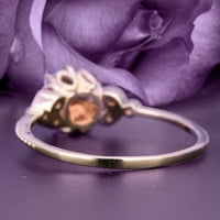 Prekrasno 1. Carat Round Cut morgatit i dijamantni prsten za cvjetni angažman, antikni vjenčani prsten