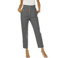 Duge hlače za žene modne žene plus veličine casual solidne elastične struk džep labave hlače crna l