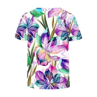 Plus veličine za žene Casual Ljeto kratki rukav V izrez cvjetni grafički majica Trendy opušteni ugrađeni