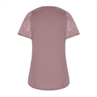 Žene vrhovi hladnih ramena kratkih rukava V-izrez ružičaste labave bluze
