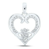 Dijamantna ponuda 10kt bijela zlatna žena Okrugli dijamantski oblozi srčani privjesak CTTW