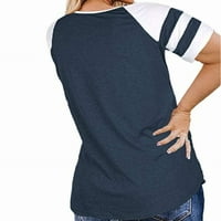 Ženske majice Plus Veličina TOP Ljeto V-izrez Patchwork kratki rukav Leisure Majica Pocket Holiday ženka