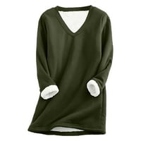DTIDTPE Odjeća sa otvorenim duksevima Dukserice Dumi meka pulover s mekim kožom za žene Green XXXL