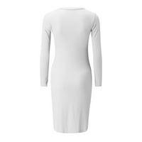 Haljine Wozhidaoke za žene Soild Boja dugih rukava, mini haljina ženske haljine White haljina